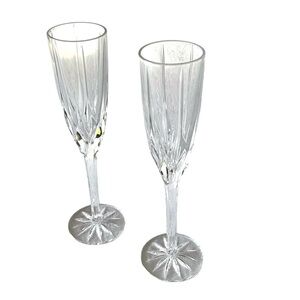 Mikasa Crystal Champagne Flute Apollo Pattern Drinking Glass Wine Clear Set of 2